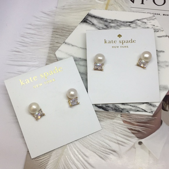NWT Kate Spade Pearl Diamond Stud Earrings - Picture 2 of 4